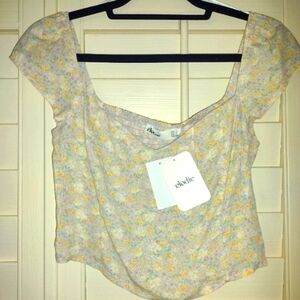 Elodie Floral Peasant Crop Top
